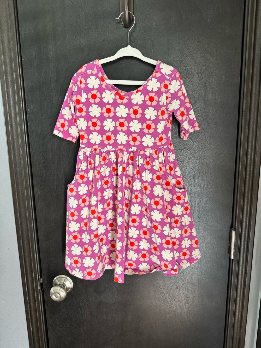 Hanna Andersson Pink and Red Floral twirl Casual Dress